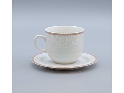 OPAL svadobná hnedá, Šálok s tanierikom kávový 165 ml, čipka, Thun