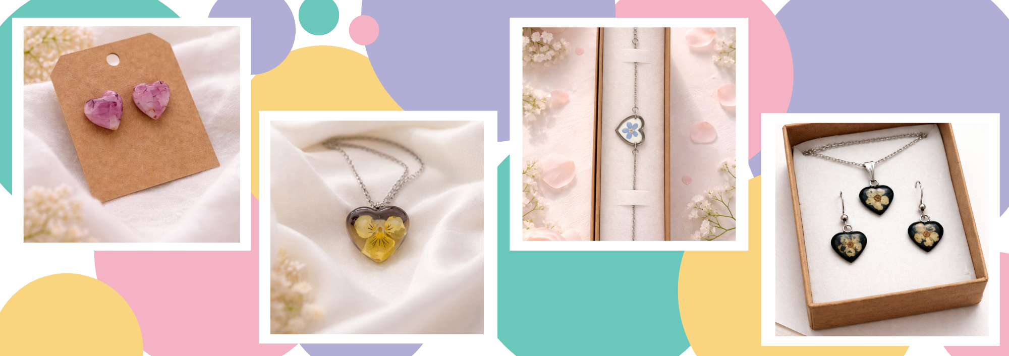 Ručne vyrábané šperky zo skutočných kvetom, ktoré sú sušené a zalievané živicou od slovenských a českých dodávateľov nájdete u nás na eshope alebo na Hlavnej 38 v Prešove