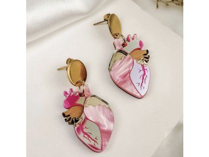 Náušnice Anatomické srdce ružové