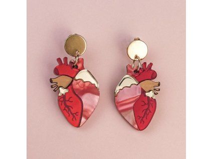Náušnice Anatomické srdce červené