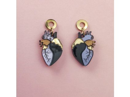 Náušnice Anatomické srdce čierne