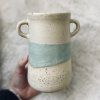 Keramická váza béžovo-tyrkysová výška 16cm