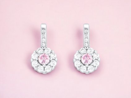 Stříbrné náušnice - růžová klasika NM1011