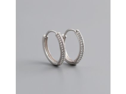 Stříbrné náušnice - kamínkové kroužky NF8001