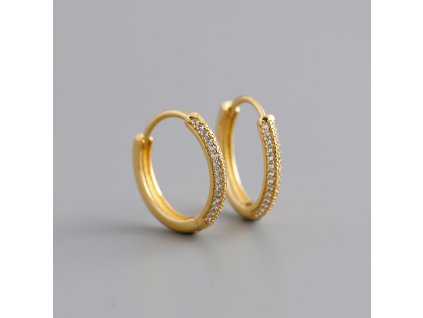Stříbrné náušnice - pozlacené - kamínkové kroužky NF8002