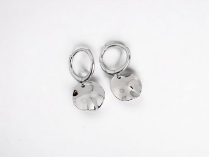 Stříbrné náušnice - moderní kroužky s ploškou NF4017