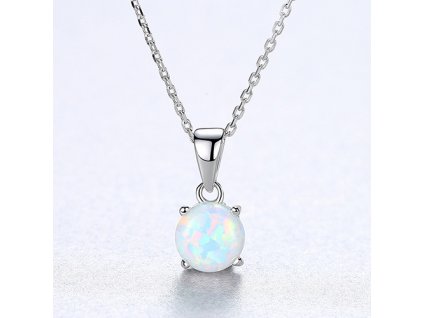 Stříbrný náhrdelník - bílý opál RT2005