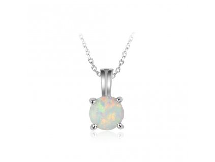 Stříbrný náhrdelník - bílý opál RT2007