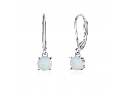Stříbrné náušnice - bílý opál NT4001