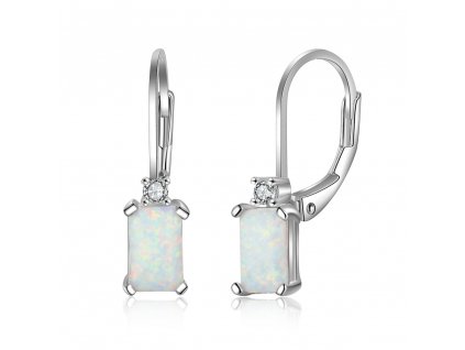 Stříbrné náušnice - bílý opál NT1001
