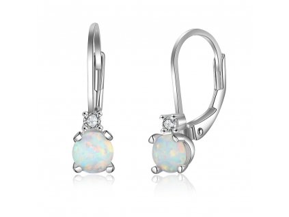 Stříbrné náušnice - bílý opál NT1003