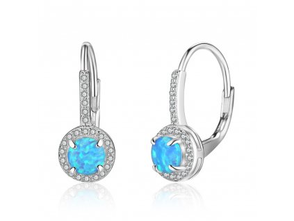 Stříbrné náušnice - modrý opál NT1005