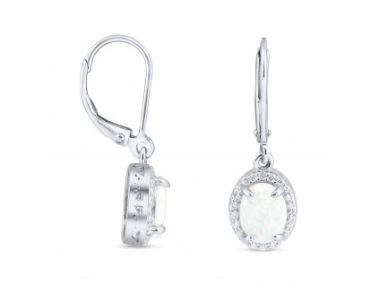 Stříbrné náušnice - bílý opál NP4021