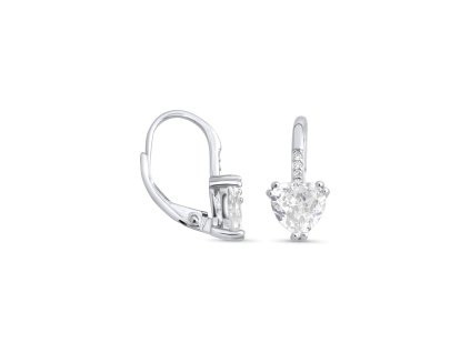 Stříbrné náušnice - bílé srdce NJ1003