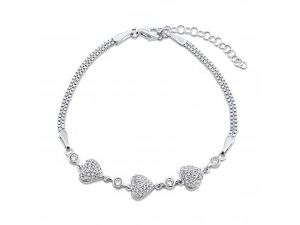Stříbrný náramek - full hearts MB2005