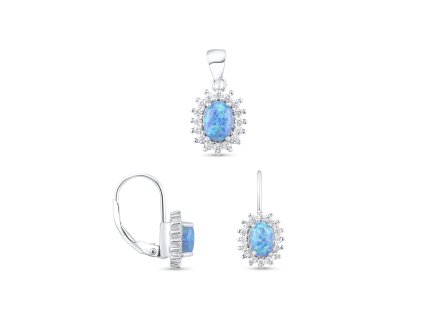 SM1021 Stříbrná souprava - modrý opál