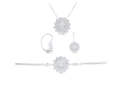 Stříbrná souprava - květ SB1031