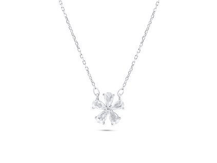 Stříbrný náhrdelník - Bílá květina RM2005
