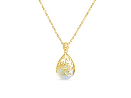 Stříbrný náhrdelník - pozlacený - měsíční kámen RT2040