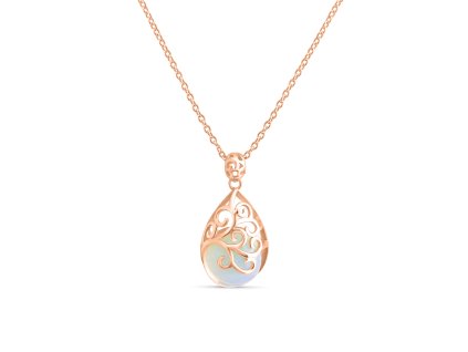 Stříbrný náhrdelník - rose gold - měsíční kámen RT2042