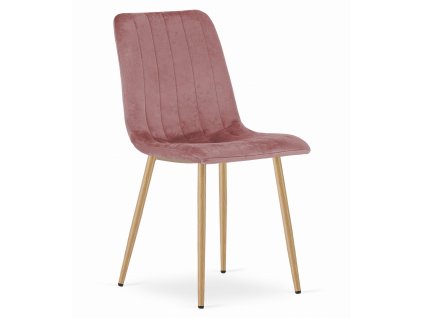 LAVA szék - rózsaszín bársony / fa színű lábak