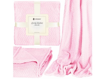 Kétoldalas plüss takaró 130 x 180 cm - rózsaszín