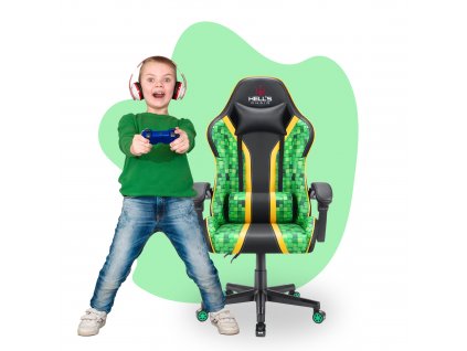 Gyerek játékszék Hell's Chair HC-1005 Cube KIDS Green Black