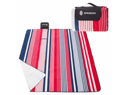 Piknik takaró 200x160 csíkos - piros-kék