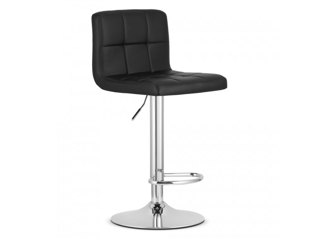 Barová stolička PROT - čierna koženka / chrómová podnož