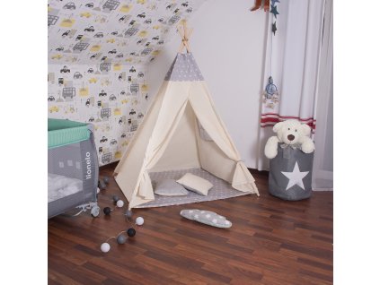 Šedý stan Teepee s hviezdami