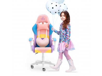 Detská herná stolička Rainbow Colorful KIDS Pink