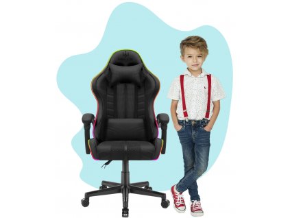 Detská Herná stolička Hell's Chair HC-1004 KIDS LED BLACK