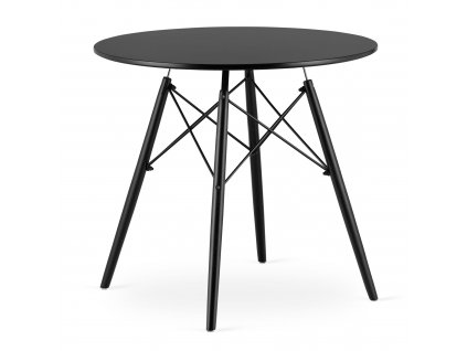 TODI Okrúhly stôl 80 cm - čierny / čierne nohy