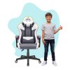 Detská Herná stolička Hell's Chair HC-1004 KIDS LED Grey White