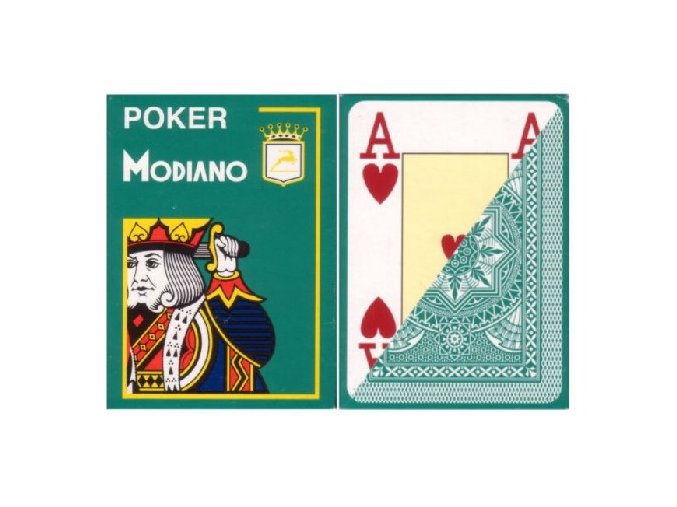 Pokrové hracie karty Modiano tmavozelené veľký index