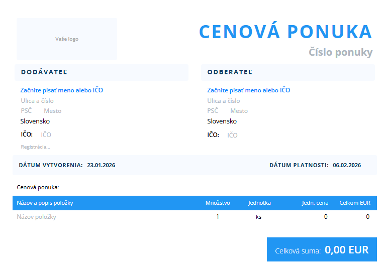 Cenová ponuka TU