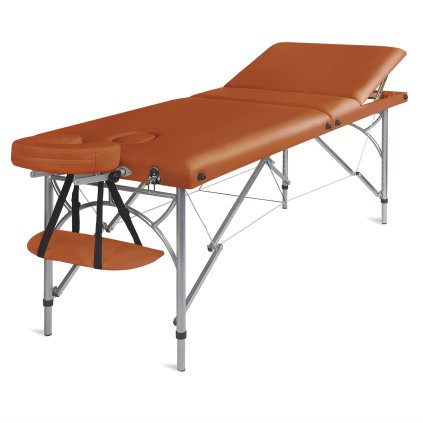 Masážny stôl skladací Medimas Ultra 3 - oranžový trojdielny drevený - 1