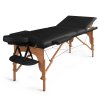 Masážny stôl skladací Medimas Prosport 3 – čierny trojzónový drevený - 1