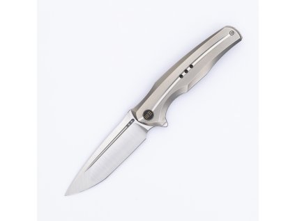 WE Knife 601X, Polished Bead Blasted Titanium Handle With Satin Groove, Hand Polished Satin CPM 20CV Blade, WE01J-4
