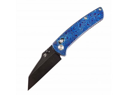 Kansept Main Street Crossbar Lock, Timascus Handle, Black Stonewashed CPM 20CV Blade, Dirk Pinkerton Design, K1015M1