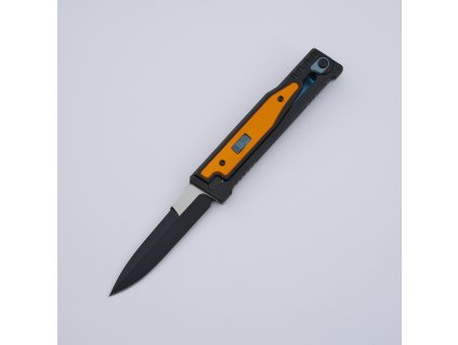Reate EXO-OG PVD Gravity knife, Elmax Dagger Blade, Aluminum Orange Inlay