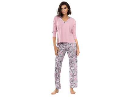 Dámske pyžamo Delisa svetlo ružové s kvetinami