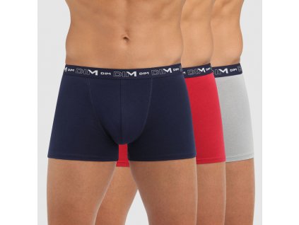 Pánske boxerky 3 ks DIM COTTON STRETCH BOXER 3x - DIM - tmavo modrá