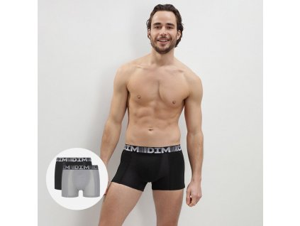 Pánske boxerky 2ks DIM COTTON 3D FLEX AIR BOXER 2x - DIM - šedá