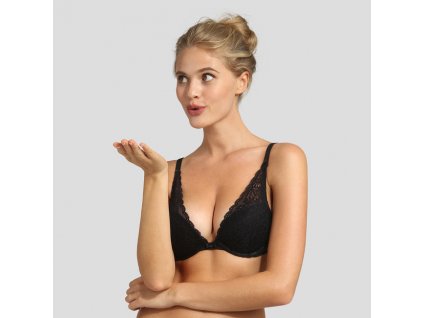 Čipkovaná push up podprsenka DIM Sublime PUSH-UP BRA - DIM - čierna