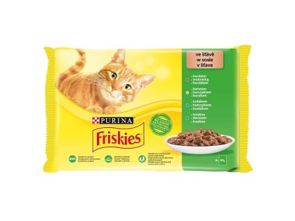 Friskies Cat kapsička hovädzie, kura, tuniak, treska v šťave 4x85 g