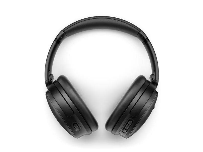 Čelný pohľad na slúchadlá Bose QuietComfort SC a tlačidlá na náušníku