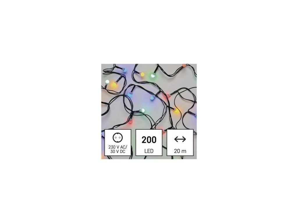 LED vánoční cherry řetěz – kuličky, 20 m, venkovní i vnitřní, multicolor, programy - obrázok 1