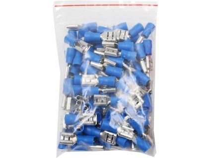 Faston-zdířka 6,3mm modrá pro kabel 1,5-2,5mm2, balení 100ks