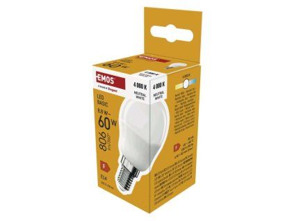 LED žárovka Basic MINI GLOBE E14 / 8,8 W (60 W) / 806 lm / Neutrální bílá - obrázok 1